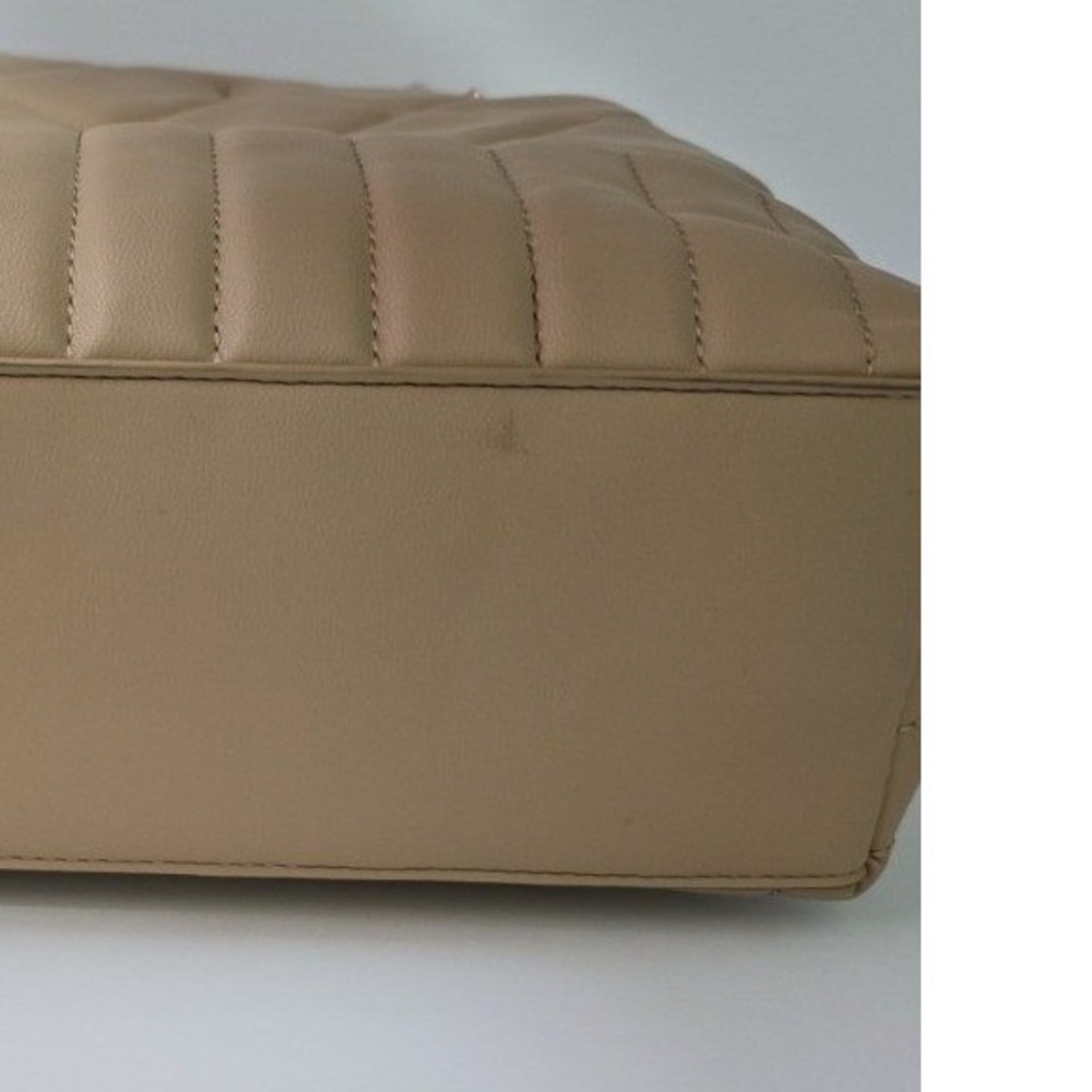 Steve Madden Quilted Tote Bag Womens Large Tan Excellent‎ Scarf Chain Detail - Picture 12 of 16
